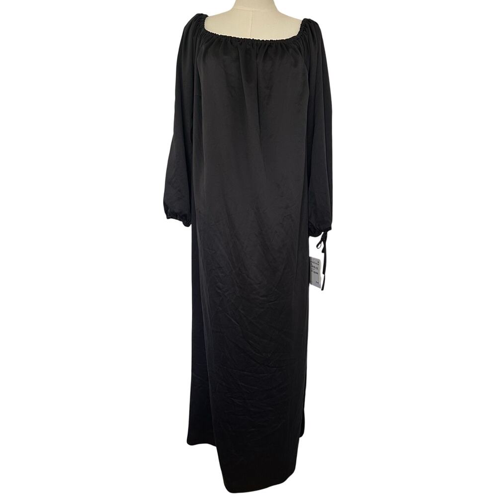Nordstrom XL Boho Satin Flowy Shift Maxi Dress Off Shoulder Whimsygoth NWT